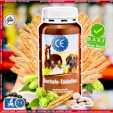 Men bia Bierhefe-Tabletten bổ sung vitamin B làm đẹp móng, làm đẹp lông & da cho Chó, Mèo