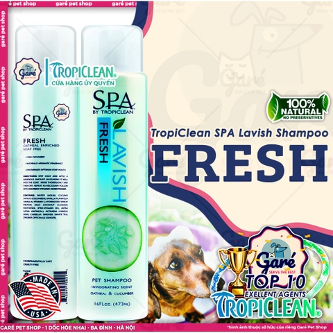 473ml - Sữa tắm SPA Lavish TropiClean  dưỡng lông thiên nhiên cho Chó và Mèo- TropiClean SPA Lavish Shampoo
