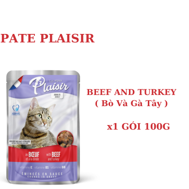 Pate Plaisir gói 100g cho Mèo Trout Beef Chicken Salmon