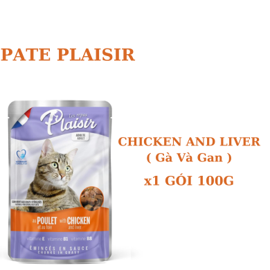 Pate Plaisir gói 100g cho Mèo Trout Beef Chicken Salmon