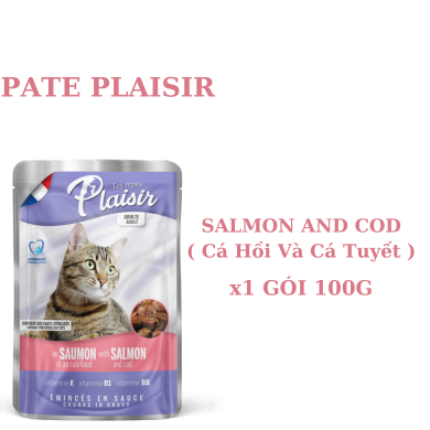 Pate Plaisir gói 100g cho Mèo Trout Beef Chicken Salmon