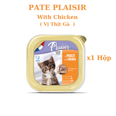 Pate Plaisir cho Mèo lon 100gr Chicken Kitten, Salmon, Tuna