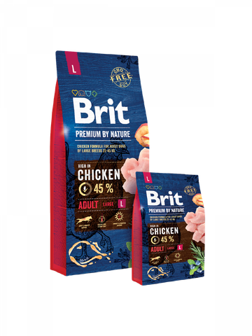 Hạt BRIT Premium by Nature ADULT L cho Chó giống lớn trưởng thành 25-45kg