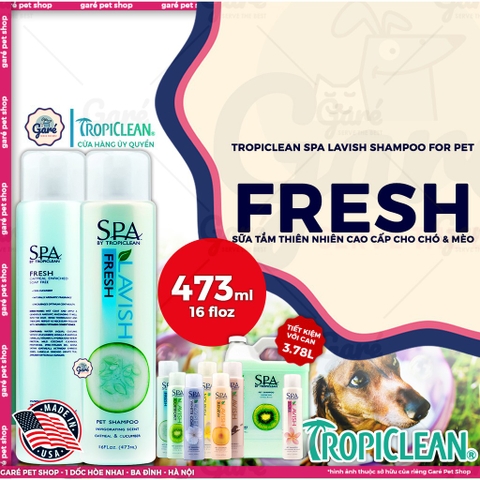 473ml - Sữa tắm SPA Lavish TropiClean  dưỡng lông thiên nhiên cho Chó và Mèo- TropiClean SPA Lavish Shampoo
