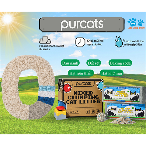 Cát đậu Purcats Mix Clumping 5in1 6L