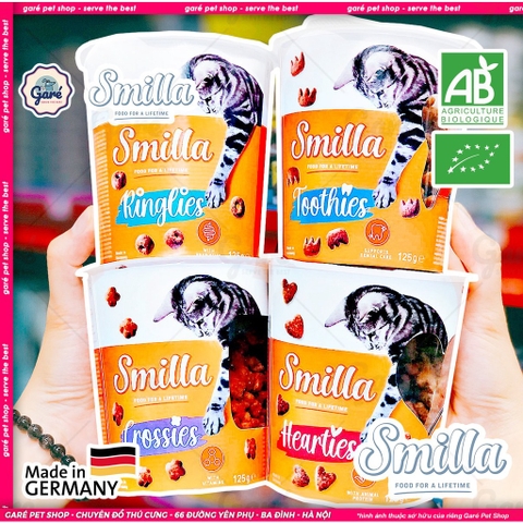 Hộp 125gr - Snack bánh thưởng dạng cốc Smilla cho Mèo đủ dòng Ringlies, Crossies, Hearties, Toothies thơm ngon sạch răng
