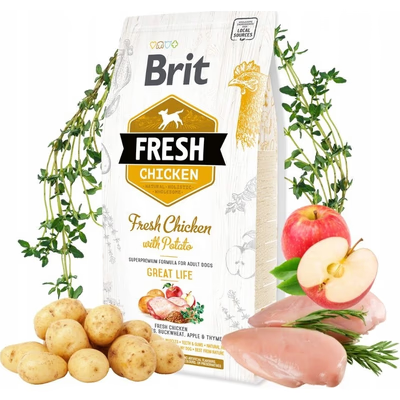 Hạt BRIT Fresh CHICKEN with Potato ADULT Great Life cho Chó trưởng thành