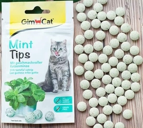 Mint Tips Tabs Gimcat - Snack dạng viên vị bạc hà cho Mèo