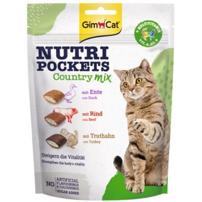 150gr -Country Mix -Nutri Pocket Gimcat - Bánh thưởng giòn có nhân vị Thịt Vịt, Bò, Gà tây