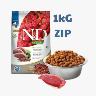 Hạt Adult CAT Quinoa Neutered -Duck, Quinoa, Brocoli, Asparagus- Hạt Farmina N&D Thịt Vịt, Diêm mạch, Súp lơ, Măng tây cho Mèo triệt sản
