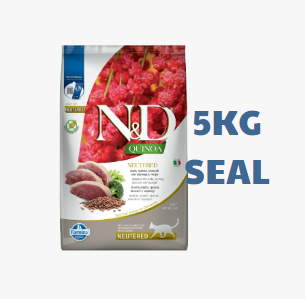 Hạt Adult CAT Quinoa Neutered -Duck, Quinoa, Brocoli, Asparagus- Hạt Farmina N&D Thịt Vịt, Diêm mạch, Súp lơ, Măng tây cho Mèo triệt sản