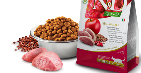 Hạt Quinoa Hairball -Duck, Quinoa, Apple and Cranberry | Hạt N&D Farmina Vịt, Quinoa, Táo, Nam việt quất cho Mèo Búi lông
