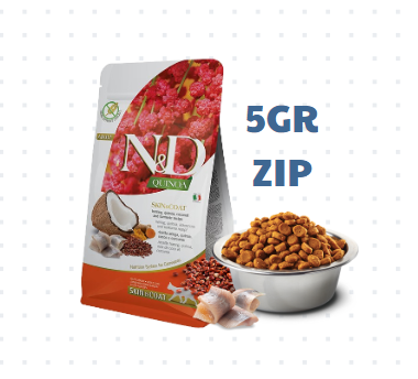 Hạt Adult CAT Quinoa Skin&Coat -Herring, Quinoa, Coconut, Turmeric Farmina N&D | Đẹp da lông Cá trích, Diêm mạch, Dừa, Nghệ Mèo trưởng thành