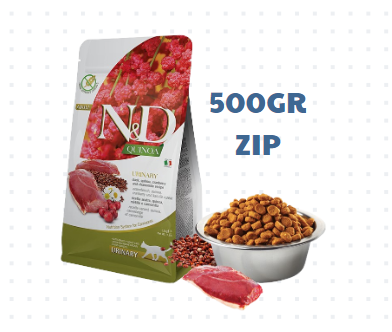 Hạt Quinoa Urinary Duck, Quinoa, Cranberry, Chamomile Farmina N&D - Hạt Vịt, Diêm mạch, Nam việt quất, Hoa cúc cho Mèo tiết niệu