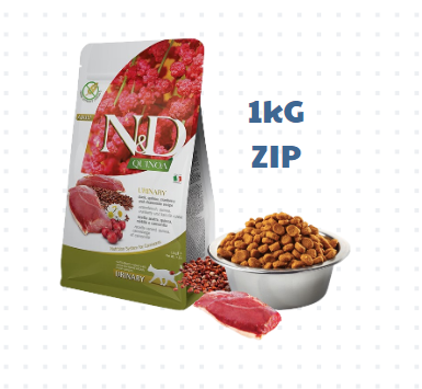 Hạt Quinoa Urinary Duck, Quinoa, Cranberry, Chamomile Farmina N&D - Hạt Vịt, Diêm mạch, Nam việt quất, Hoa cúc cho Mèo tiết niệu