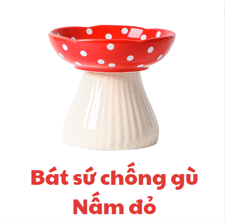Bát sứ hình Nấm chống gù cho Chó Mèo