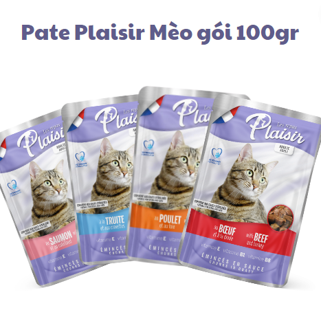 Pate Plaisir gói 100g cho Mèo Trout Beef Chicken Salmon