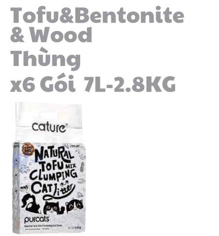 7L-2.8kg Cát Cature Tofu&Bentonite&Wood - Cát Đậu mix Đất sét mix Gỗ (bạc)