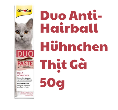 50gr Huhnchen - Duo Paste Anti-Hairball - Gel Gimcat Tiêu búi lông cho mèo vị Thịt Gà
