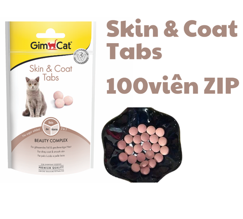 Skin Coat Tabs Gimcat - Snack dạng viên dưỡng lông và móng cho Mèo