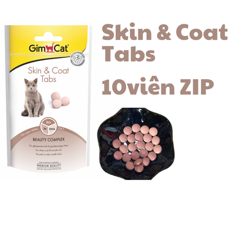 Skin Coat Tabs Gimcat - Snack dạng viên dưỡng lông và móng cho Mèo