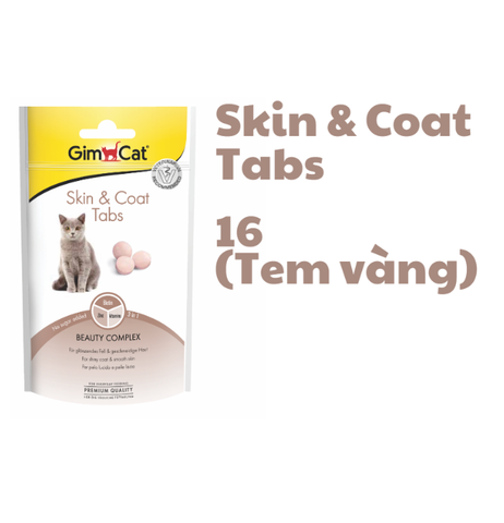 Skin Coat Tabs Gimcat - Snack dạng viên dưỡng lông và móng cho Mèo