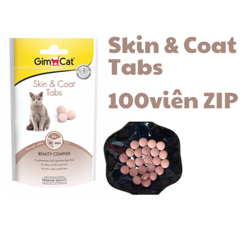 Skin Coat Tabs Gimcat - Snack dạng viên dưỡng lông và móng cho Mèo