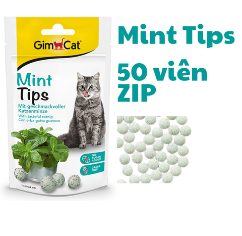Mint Tips Tabs Gimcat - Snack dạng viên vị bạc hà cho Mèo