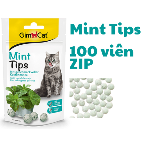 Mint Tips Tabs Gimcat - Snack dạng viên vị bạc hà cho Mèo