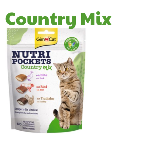 150gr -Country Mix -Nutri Pocket Gimcat - Bánh thưởng giòn có nhân vị Thịt Vịt, Bò, Gà tây