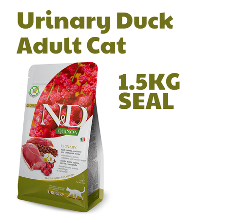 Hạt Quinoa Urinary Duck, Quinoa, Cranberry, Chamomile Farmina N&D - Hạt Vịt, Diêm mạch, Nam việt quất, Hoa cúc cho Mèo tiết niệu