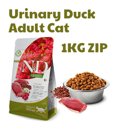 Hạt Quinoa Urinary Duck, Quinoa, Cranberry, Chamomile Farmina N&D - Hạt Vịt, Diêm mạch, Nam việt quất, Hoa cúc cho Mèo tiết niệu