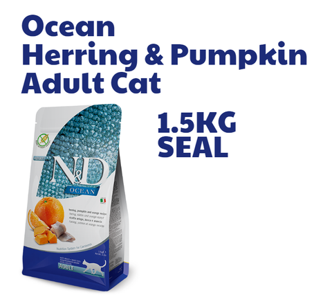 Hạt Adult Cat Ocean -Herring Pumpkin Orange Farmina N&D | Cá trích Bí ngô Cam chco Mèo trưởng thành