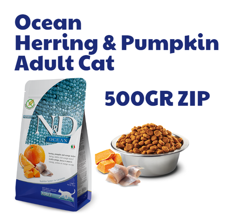 Hạt Adult Cat Ocean -Herring Pumpkin Orange Farmina N&D | Cá trích Bí ngô Cam chco Mèo trưởng thành