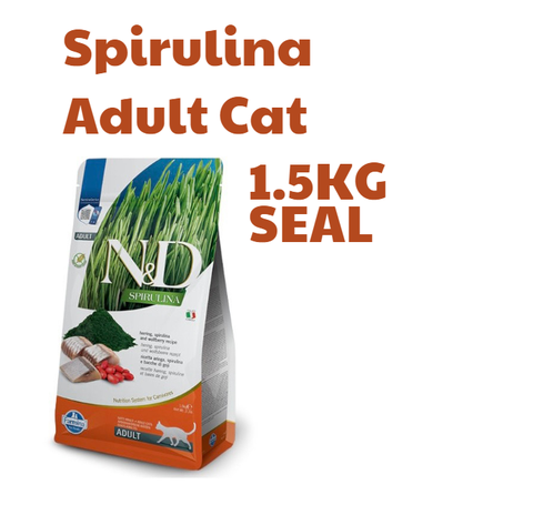 Hạt ADULT Cat Spirulina -Herring, Spirulina, Wolfberry | Hạt Farmina N&D Cá trích, Tảo xoắn, Kỷ tử cho Mèo trưởng thành