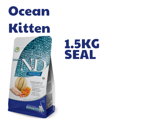 KITTEN Ocean -Cod, Shrimp, Pumpkin And Cantaloupe Melon | Hạt Farmina N&D Cá Tuyết, Tôm, Bí Ngô Và Dưa Đỏ cho Mèo Con