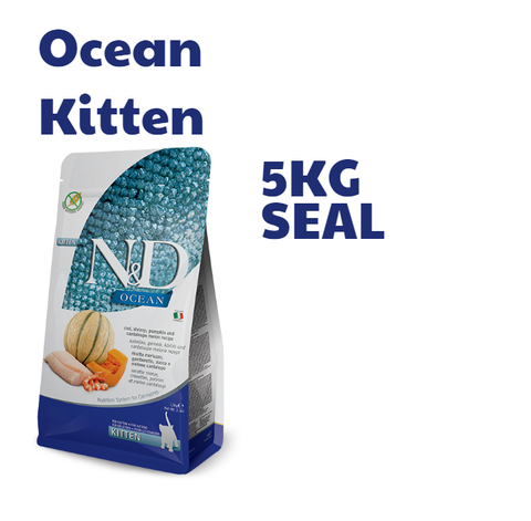 KITTEN Ocean -Cod, Shrimp, Pumpkin And Cantaloupe Melon | Hạt Farmina N&D Cá Tuyết, Tôm, Bí Ngô Và Dưa Đỏ cho Mèo Con