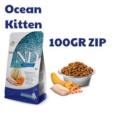 KITTEN Ocean -Cod, Shrimp, Pumpkin And Cantaloupe Melon | Hạt Farmina N&D Cá Tuyết, Tôm, Bí Ngô Và Dưa Đỏ cho Mèo Con