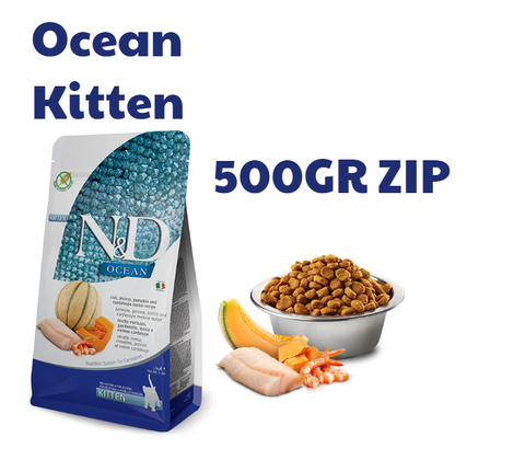 KITTEN Ocean -Cod, Shrimp, Pumpkin And Cantaloupe Melon | Hạt Farmina N&D Cá Tuyết, Tôm, Bí Ngô Và Dưa Đỏ cho Mèo Con