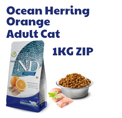 Hạt Adult Ocean -Herring, Orange | Hạt Farmina N&D Cá trích, Cam cho Mèo trưởng thành