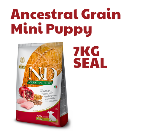 Hạt Mini Puppy Ancestral Grain -Chicken, Pomegranate | Hạt Farmina N&D Gà, Lựu cho Chó con giống nhỏ
