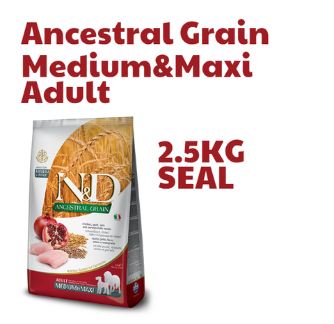 Hạt Medium&Maxi Adult Ancestral Grain -Chicken, Pomegranate | Hạt Farmina N&D Gà Lựu cho Chó trưởng thành cỡ vừa , cỡ lớn  