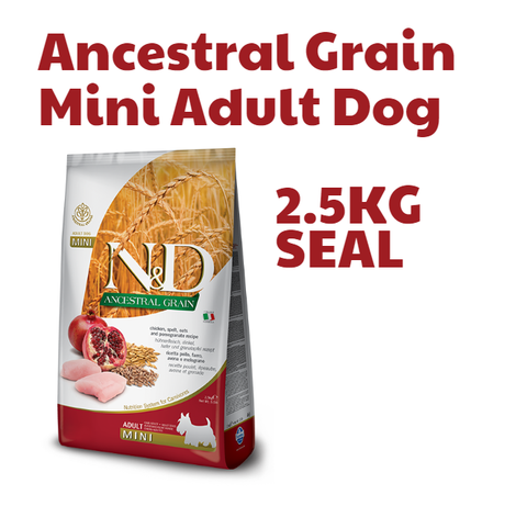 2.5kg Mini Adult DOG Ancestral Grain Chicken, Pomegranate | Hạt Farmina N&D Gà lựu cho Chó trưởng thành giống nhỏ