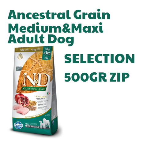 Hạt Ancestral Grain SELECTION Medium&Maxi Adult DOG -Chicken, Spelt, Oats, Pomegranate | Hạt Farmina N&D Gà, Lúa mì, Yến mạch, Lựu cho Chó trưởng thành cỡ vừa và lớn