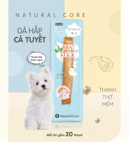Thịt sấy Gà hấp cá tuyết Natural Core Chó