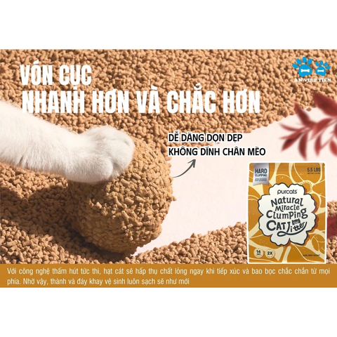 Cát sắn Purcats Natural Miracle Clumping Cat Litter