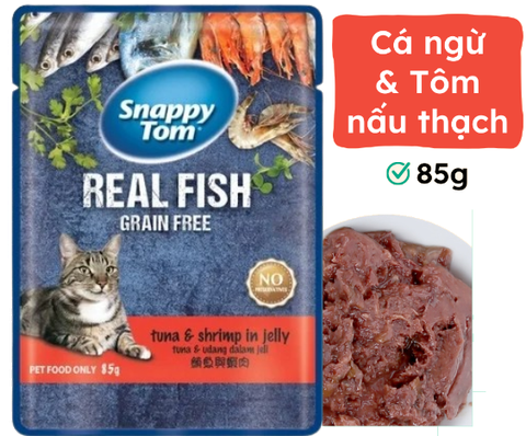 85gr - Pate Snappy Tom Real Fish Real Meat cho Mèo dạng gói