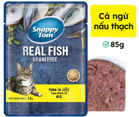85gr - Pate Snappy Tom Real Fish Real Meat cho Mèo dạng gói