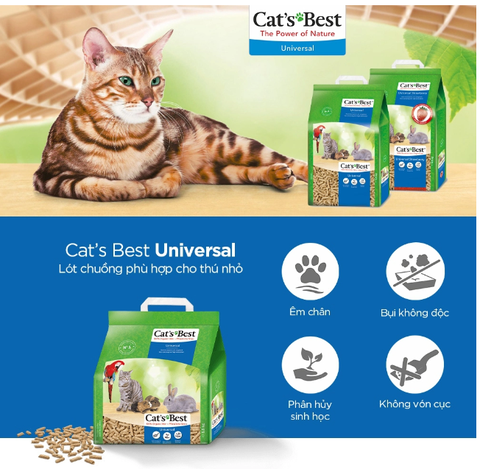 Cát gỗ Universal Cat's Best - CÁT MÈO VỆ SINH HỮU CƠ VÓN CỤC KHỬ MÙI VÀ VI TRÙNG CAT'S BEST UNIVERSAL