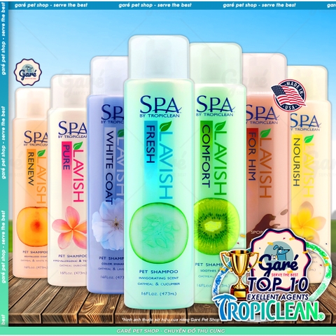 473ml - Sữa tắm SPA Lavish TropiClean  dưỡng lông thiên nhiên cho Chó và Mèo- TropiClean SPA Lavish Shampoo